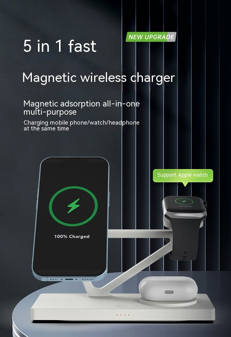 5 in 1 Multifunctional Magnetic Wireless Charger Night Light