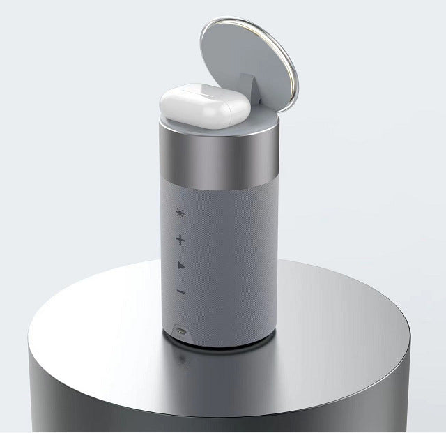 Multi-Function Portable Bluetooth Speaker with Wireless Charger and Lamp