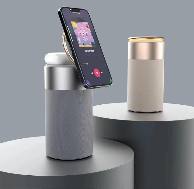 Multi-Function Portable Bluetooth Speaker with Wireless Charger and Lamp
